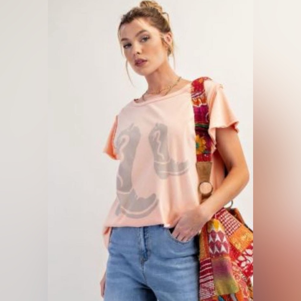 NWT Easel Cowboy Boot Tee / Graphic Tee